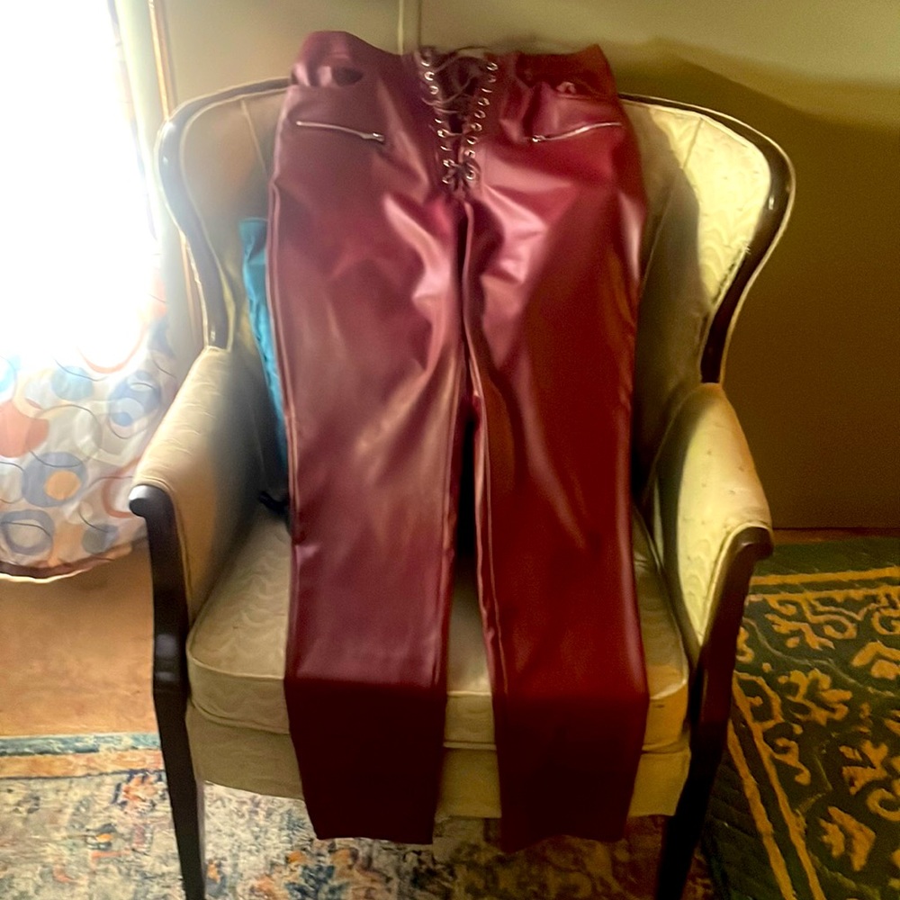 Shein lace up leather pants